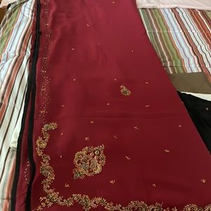 Red georgette saree